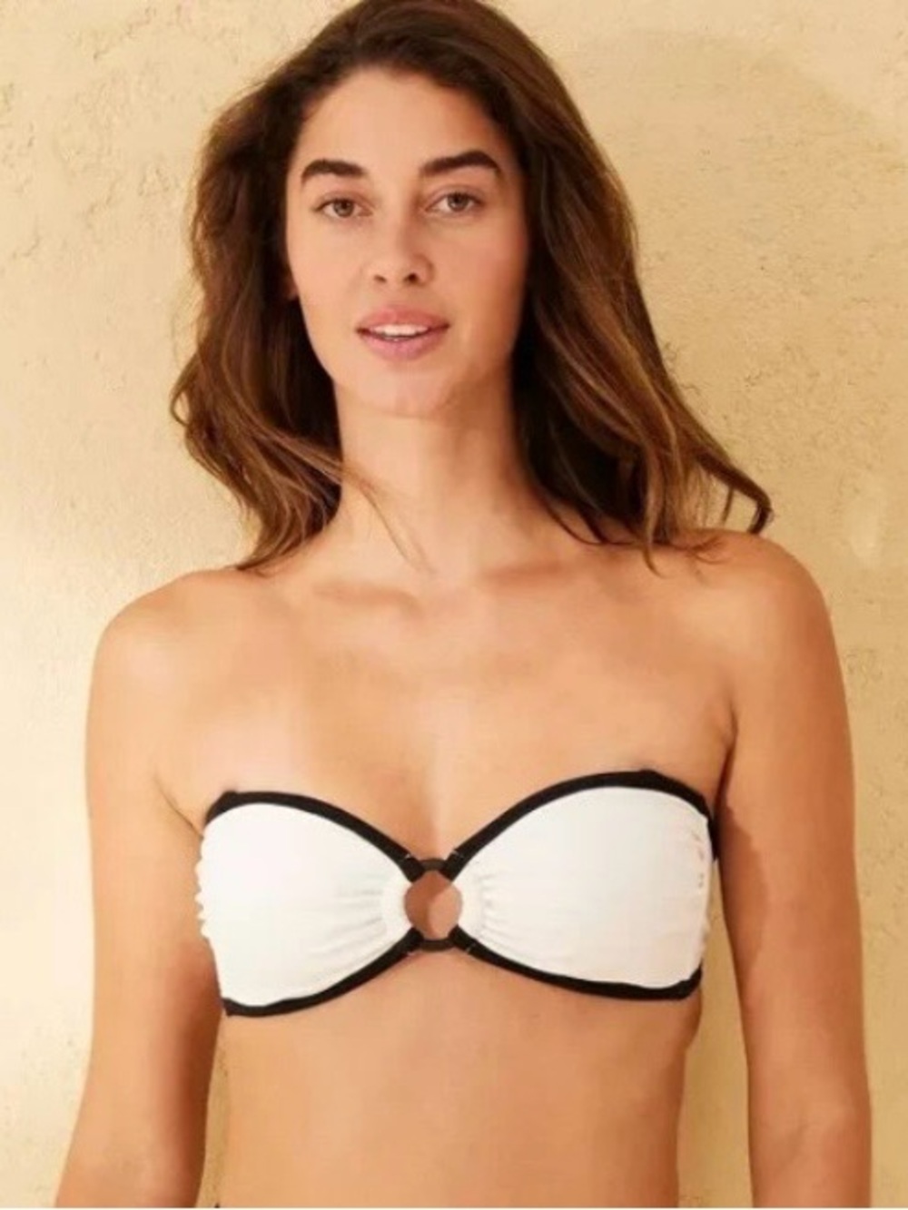 Shade & Shore White and Black Bandeau Bikini Top